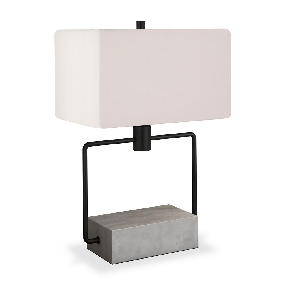 Holden 22.75" Tall Table Lamp with Fabric Shade in Concrete/Blackened Bronze/White. Picture 1