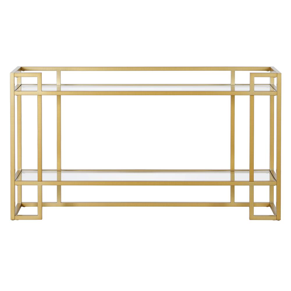 Uriel 52'' Wide Rectangular Console Table in Brass. Picture 3