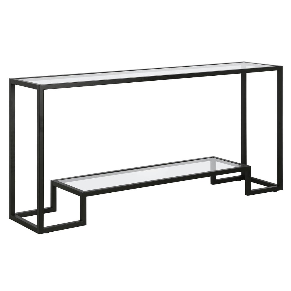 Athena 64'' Wide Rectangular Console Table in Blackened Bronze. Picture 1