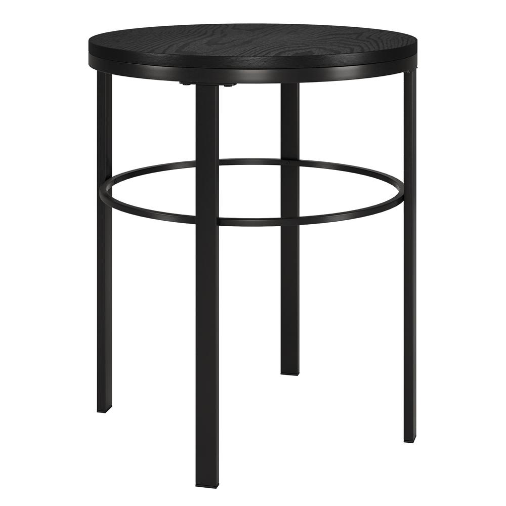 Gaia 20" Wide Round Side Table with MDF Top in Blackened Bronze/Black Grain. Picture 1