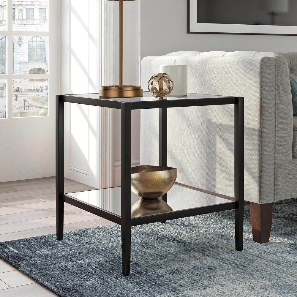Hera 20'' Wide Square Side Table in Blackened Bronze. Picture 2