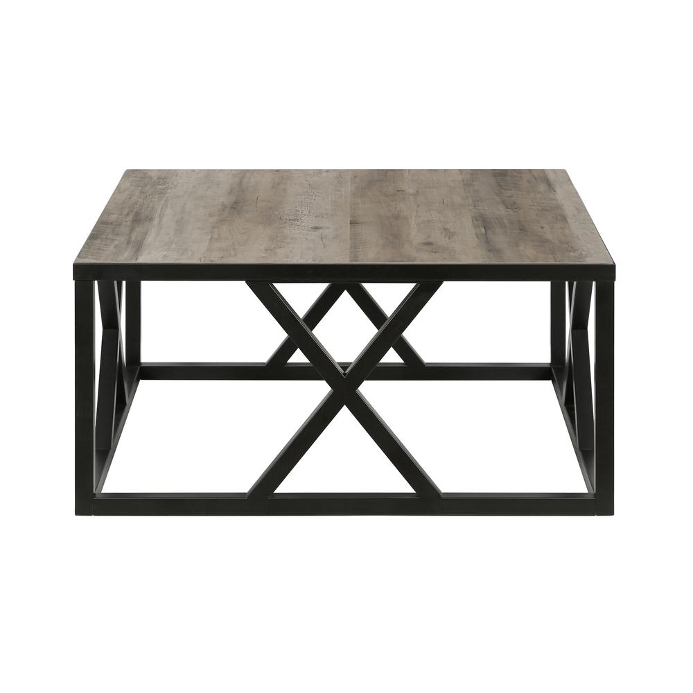 Jedrek 35'' Wide Square Coffee Table in Blackened Bronze/Gray Oak. Picture 3