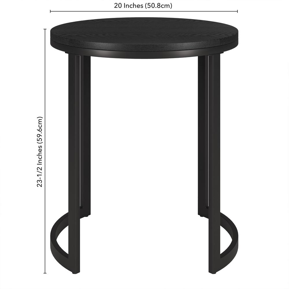 Mitera 20" Wide Round Side Table with MDF Top in Blackened Bronze/Black Grain. Picture 4