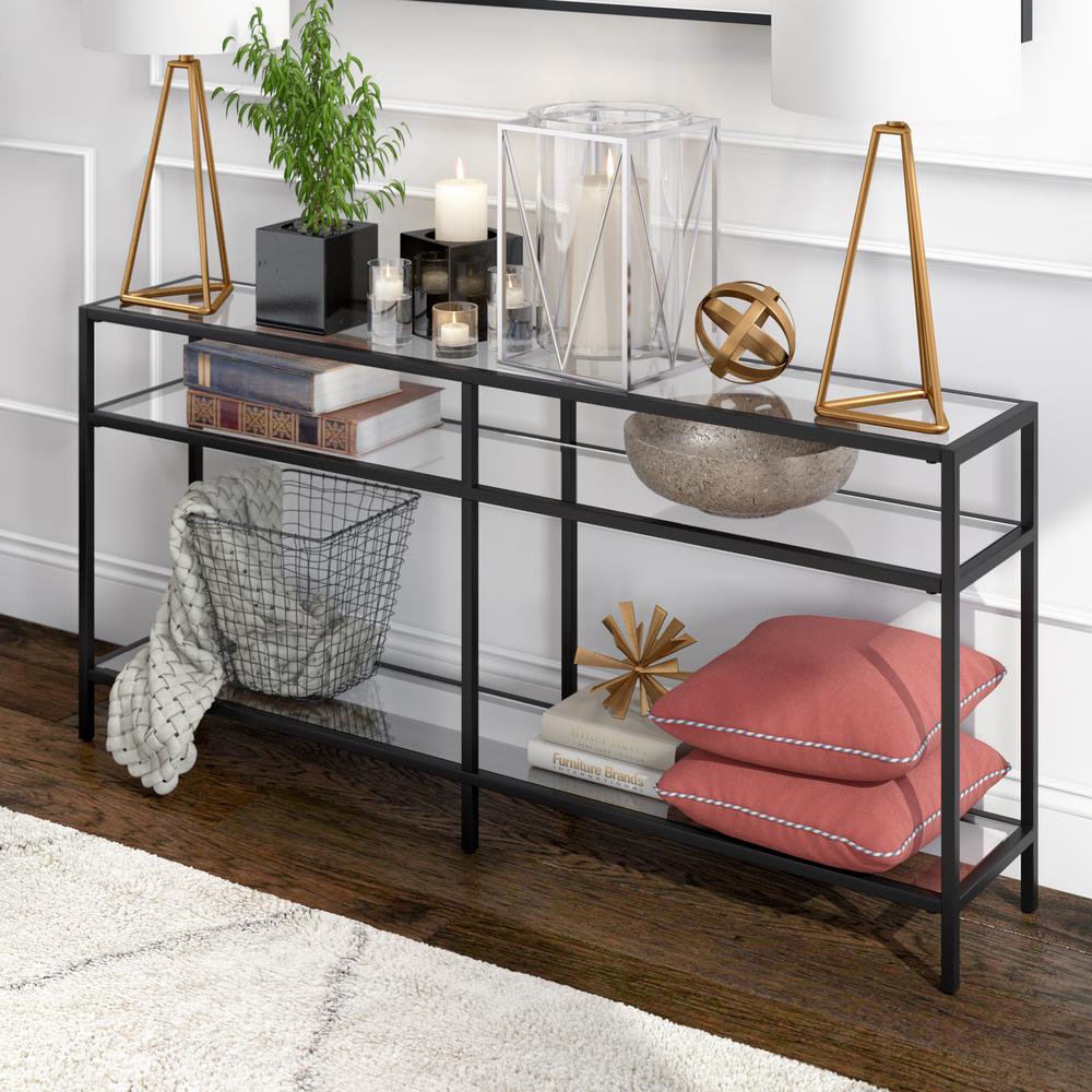 Sivil 64'' Wide Rectangular Console Table in Blackened Bronze. Picture 2
