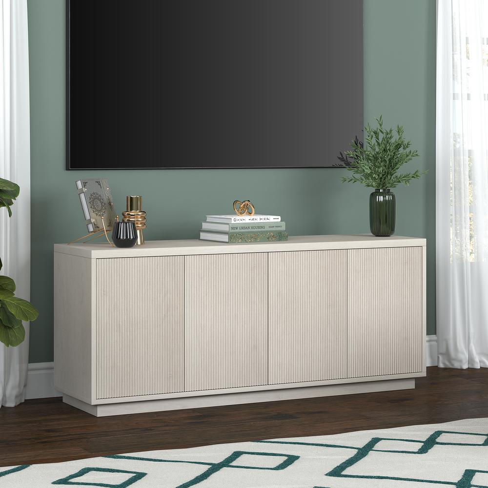 Hanson Rectangular TV Stand for TV's up to 65" in Alder White. Picture 4