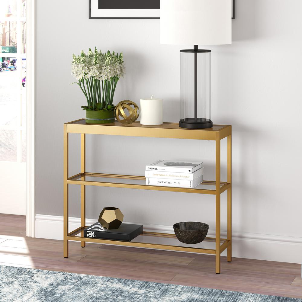 Alexis 36'' Wide Rectangular Console Table in Brass. Picture 2