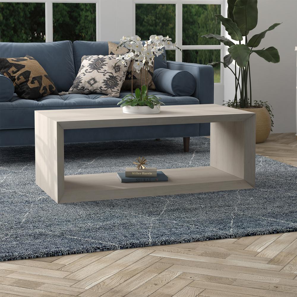 Osmond 48" Wide Rectangular Coffee Table in Alder White. Picture 4