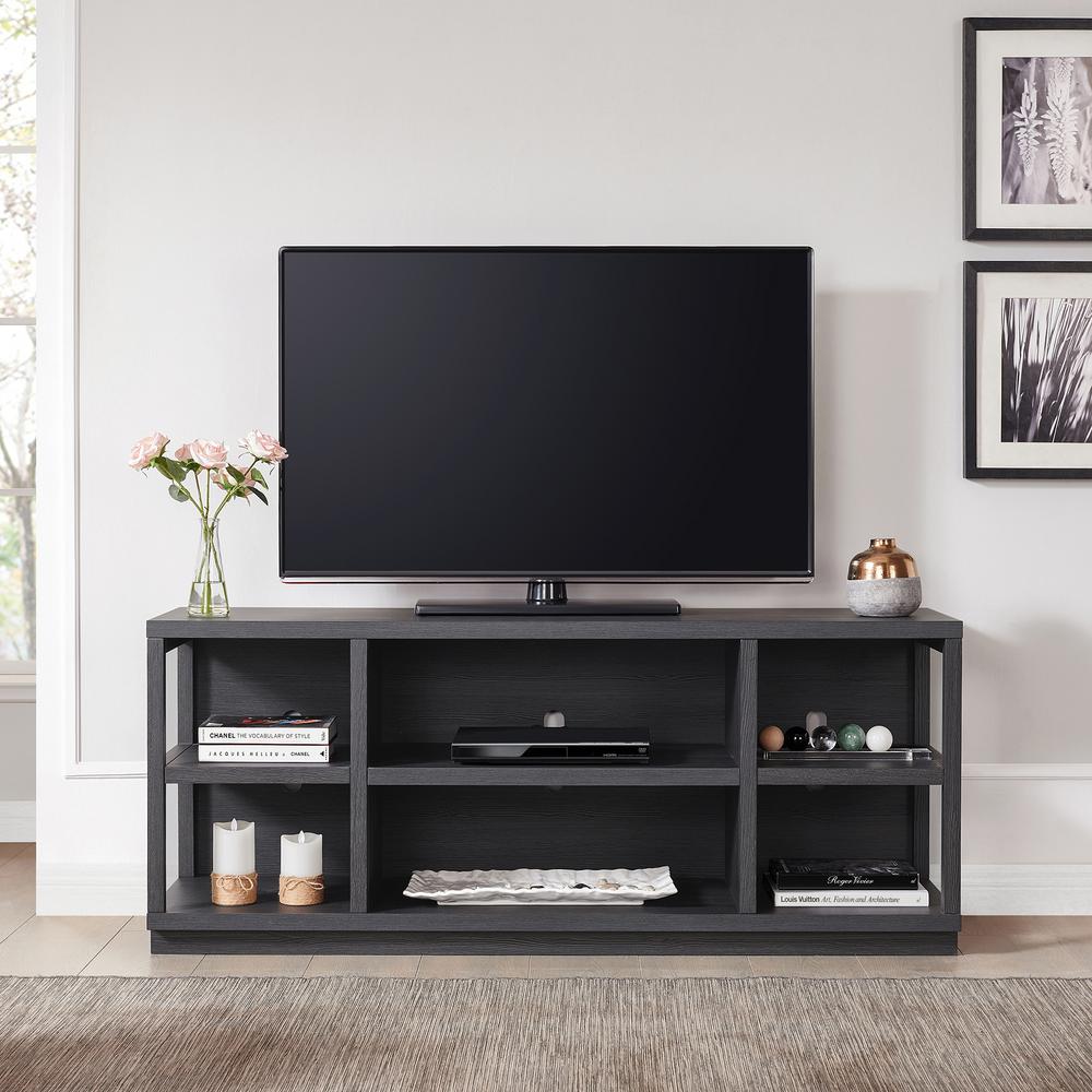 Freya Rectangular TV Stand for TV's up to 65" in Charcoal Gray. Picture 4