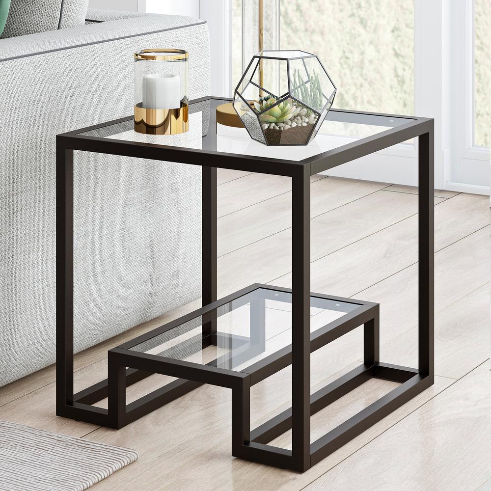 Athena 22'' Wide Square Side Table in Blackened Bronze. Picture 2