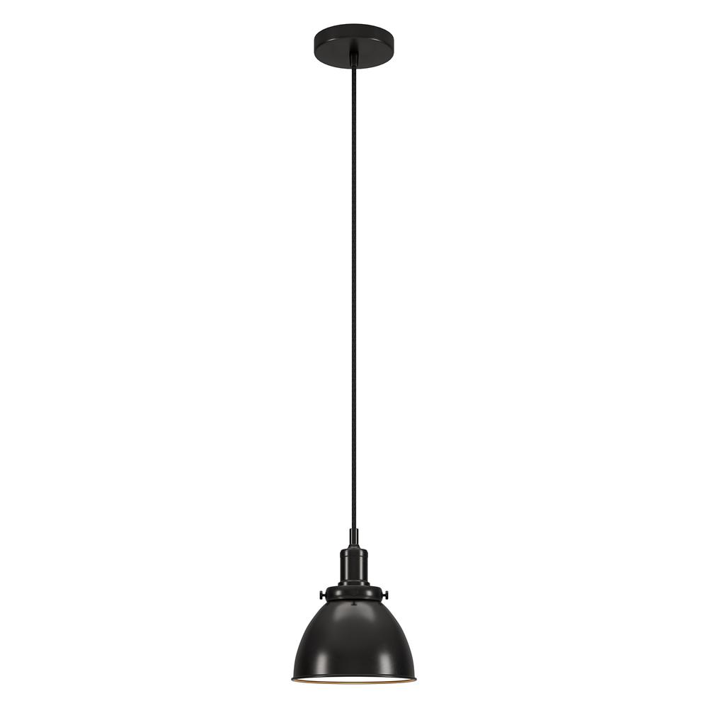 Madison 8" Wide Pendant with Metal Shade in Blackened Bronze/Blackened Bronze. Picture 3