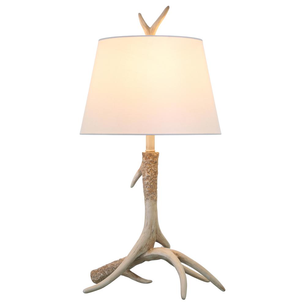 Ellsworth 27" Rustic Lodge Resin Antler Lamp with Fabric Shade. Picture 3