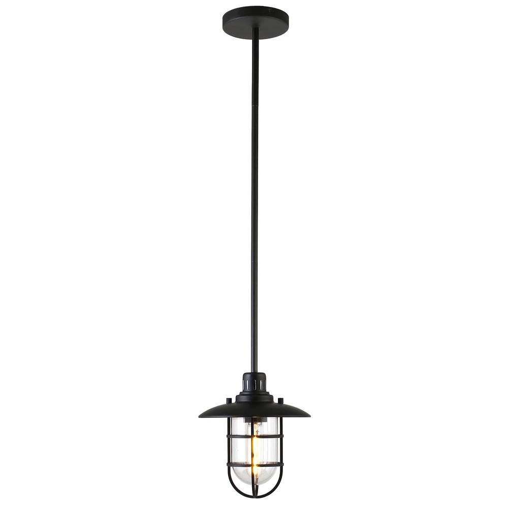 Bay 8.25" Wide Lantern Pendant with Glass/Metal Shade in Blackened Bronze/Clear. Picture 3