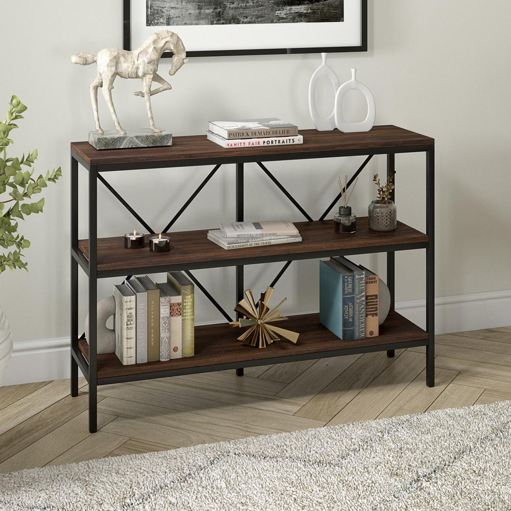Kira 42" Wide Rectangular Console Table In Blackened Bronze/Alder Brown. Picture 2