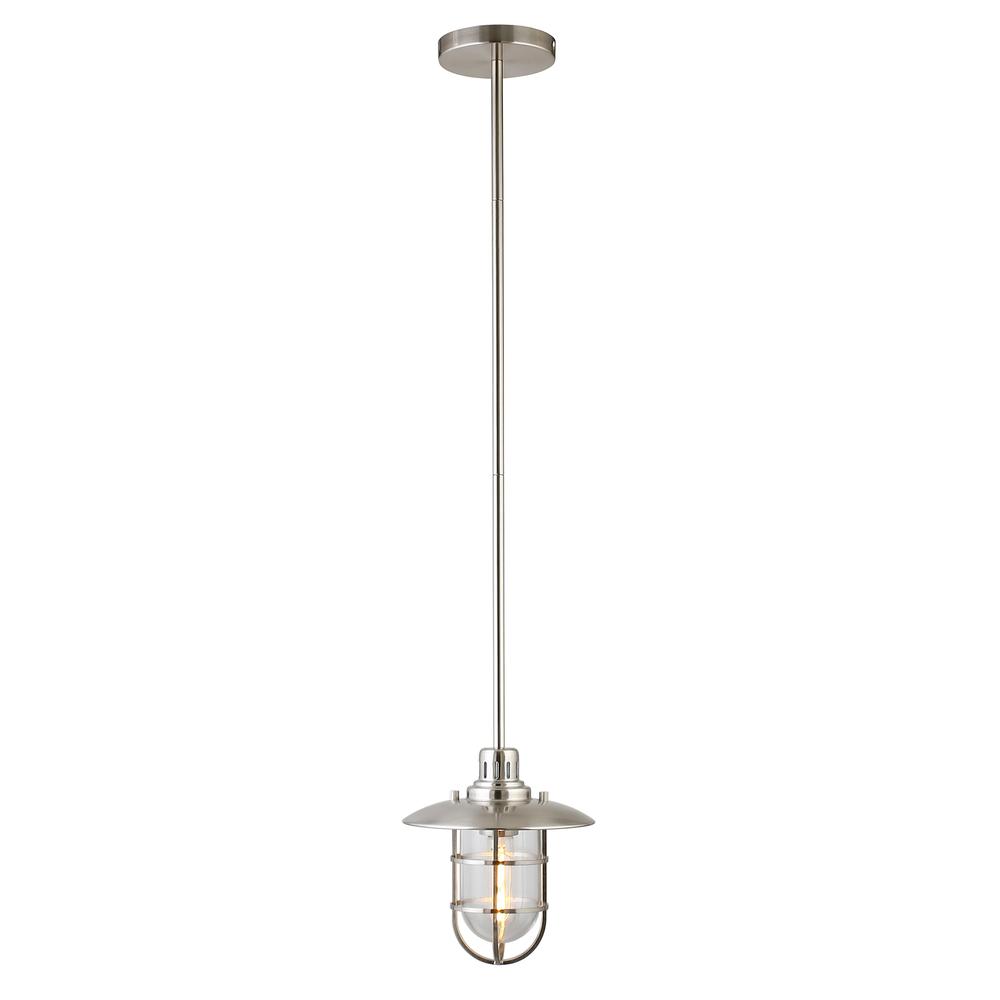 Bay 8.25" Wide Lantern Pendant with Glass/Metal Shade in Brushed Nickel/Clear. Picture 3