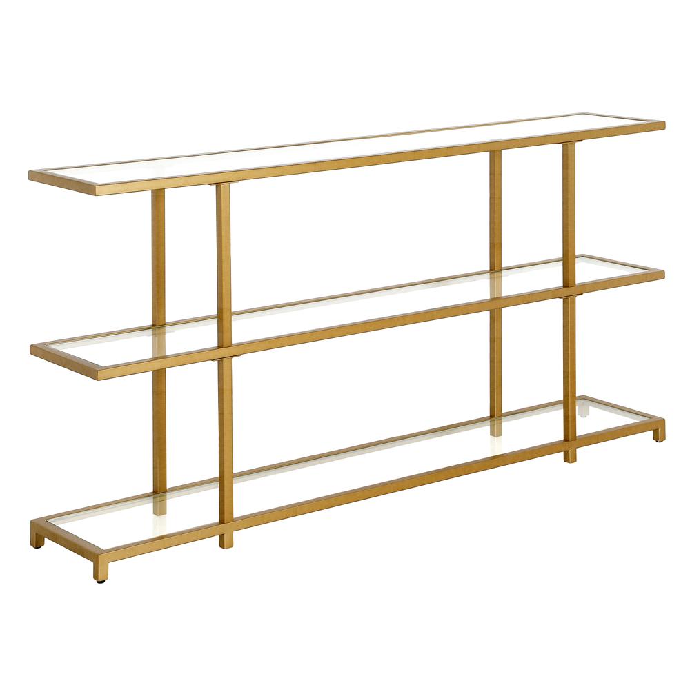 Greenwich 55'' Wide Rectangular Console Table in Brass. Picture 1