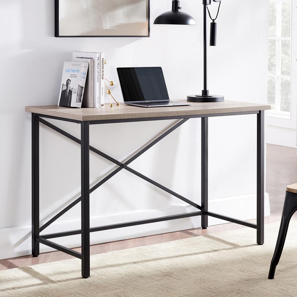 Martina Rectangular 47.5'' Wide Desk in Black/Gray Oak. Picture 2