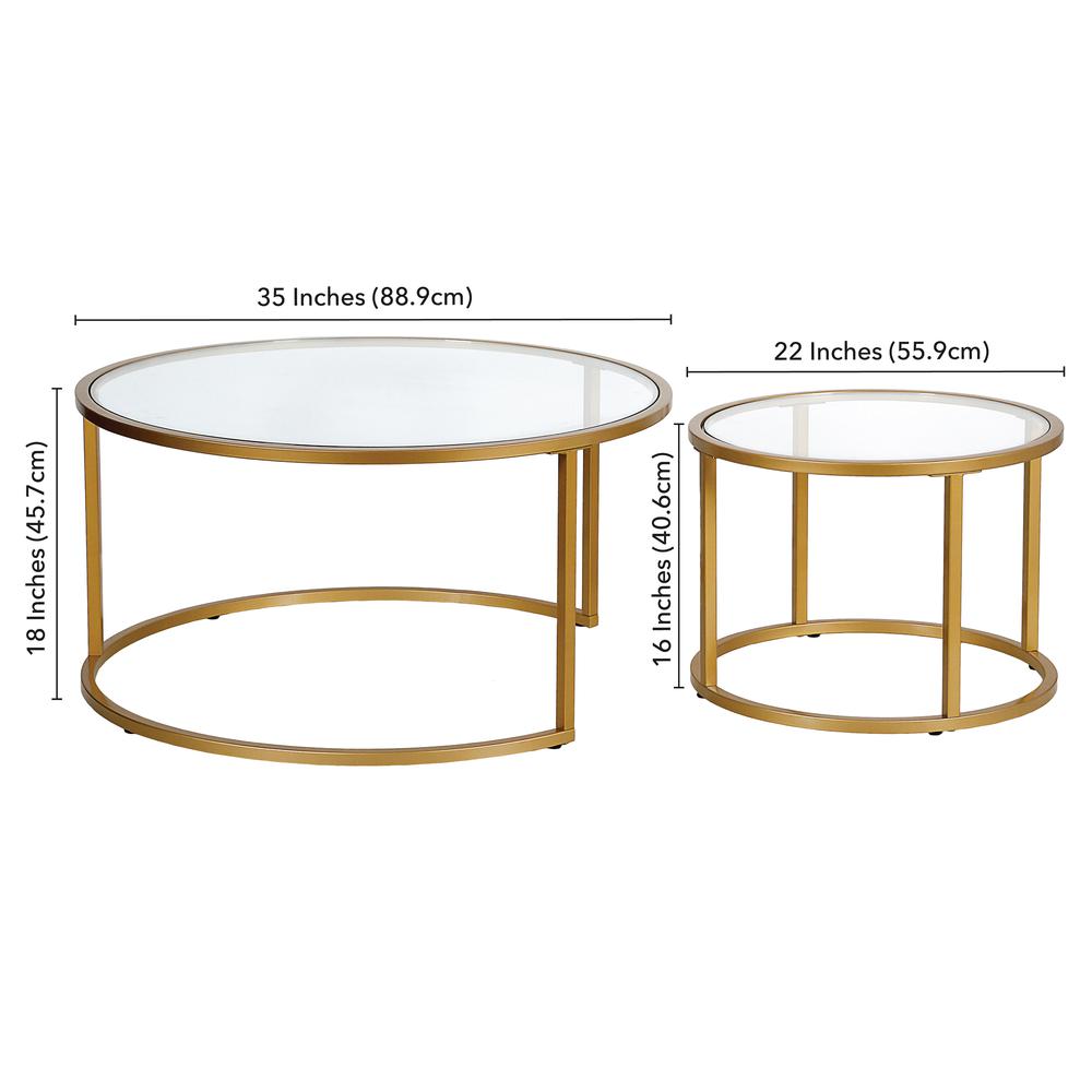 Watson Round Nested Coffee Table in Brass. Picture 5
