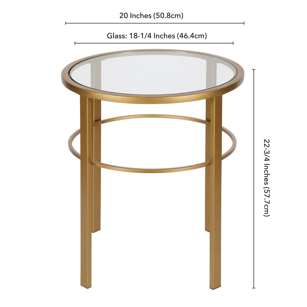Gaia 20'' Wide Round Side Table in Brass. Picture 5