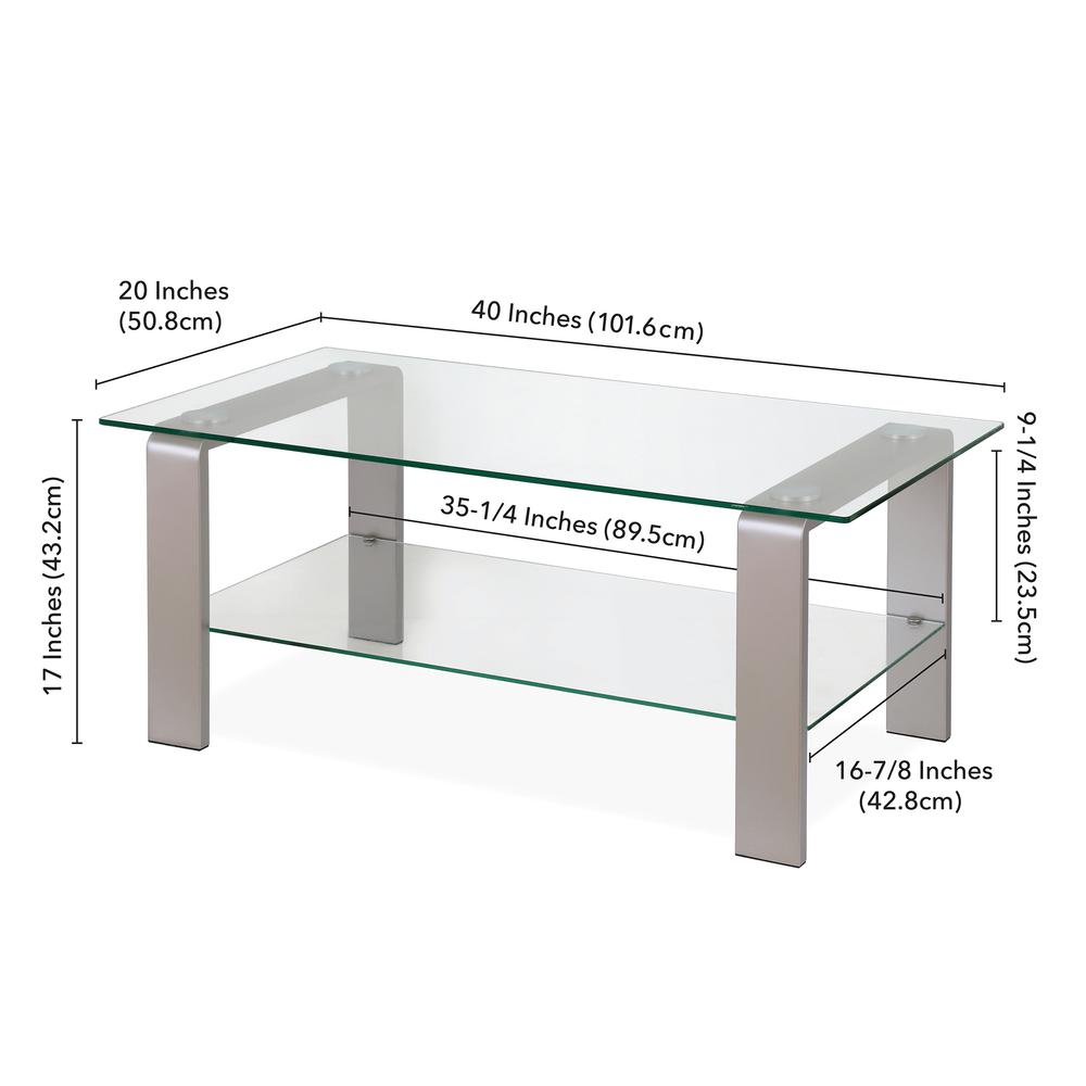 Asta 40'' Wide Rectangular Coffee Table in Nickel. Picture 5