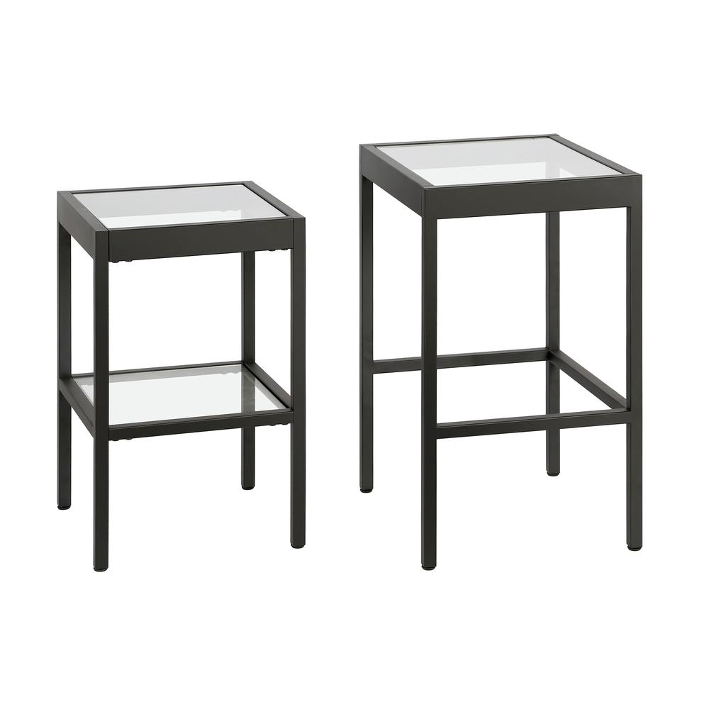 Alexis Rectangular & Square Nested Side Table in Blackened Bronze. Picture 3