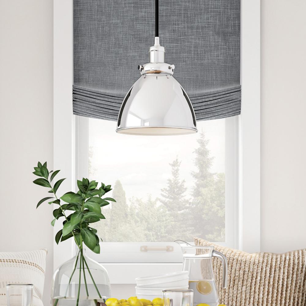 Madison 8" Wide Pendant with Metal Shade in Polished Nickel/Polished Nickel. Picture 2