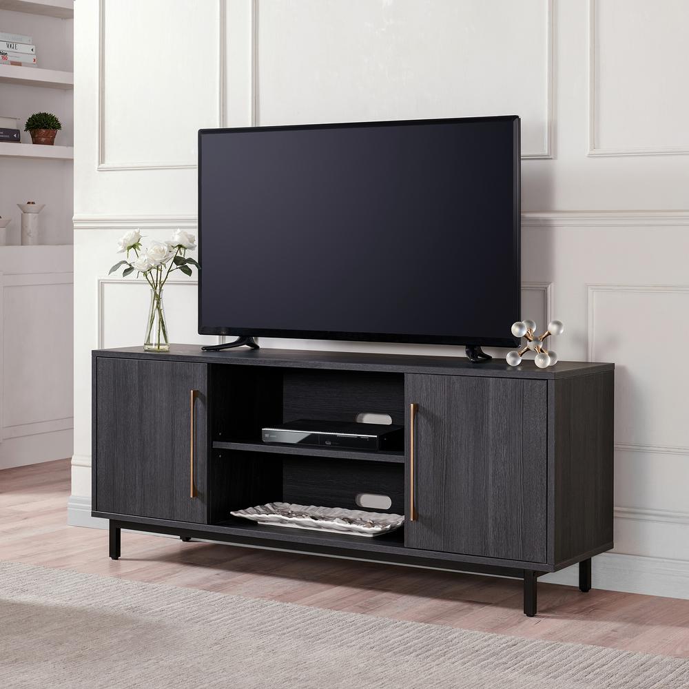 Julian Rectangular TV Stand for TV's up to 65" in Charcoal Gray. Picture 2