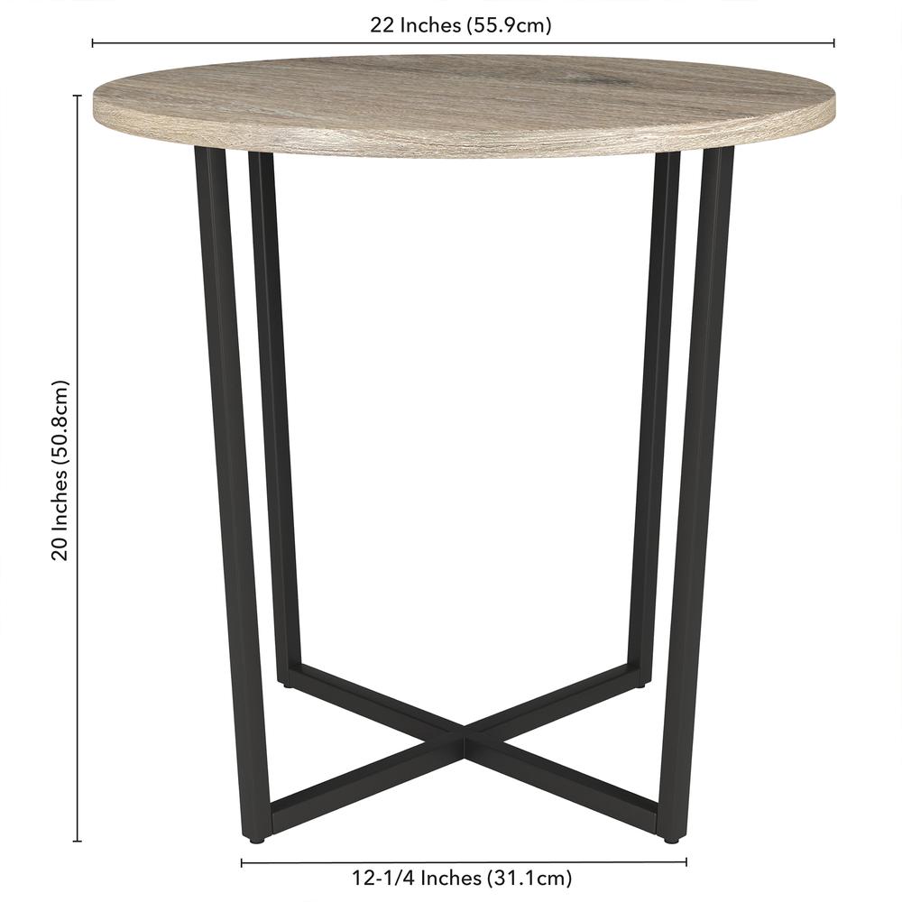 Pivetta 22" Wide Round Side Table with MDF Top in Blackened Bronze/Antiqued Gray Oak. Picture 5