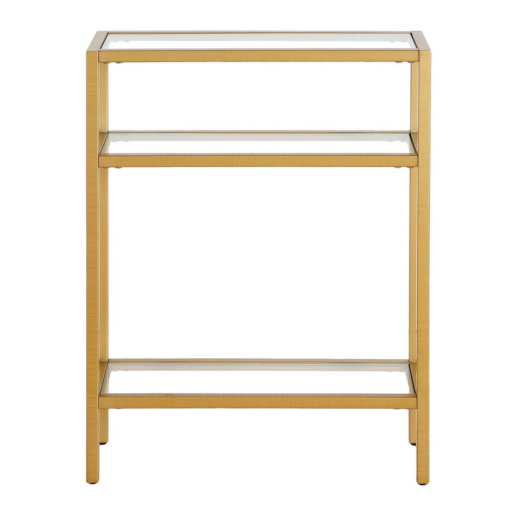 Sivil 22'' Wide Rectangular Console Table in Brass. Picture 3