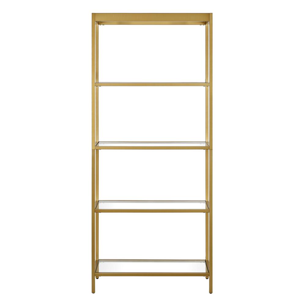 Alexis 30'' Wide Rectangular Bookcase in Brass. Picture 3