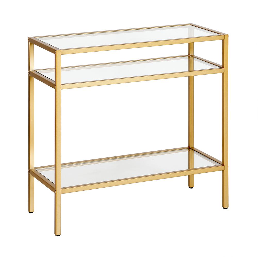 Sivil 24'' Wide Rectangular Side Table in Brass. The main picture.