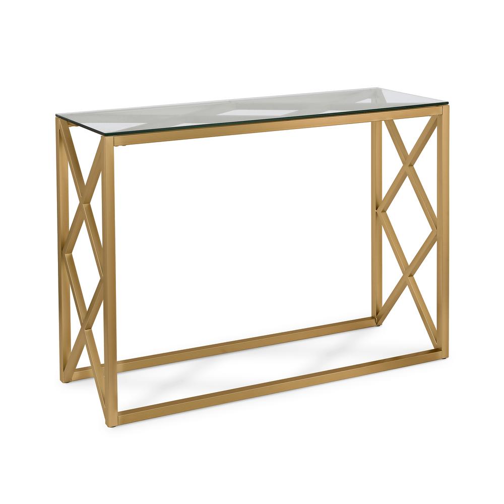 Dixon 42'' Wide Rectangular Console Table in Brass. Picture 1
