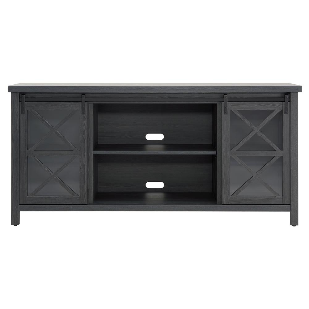 Clementine Rectangular TV Stand for TV's up to 80" in Charcoal Gray. Picture 3