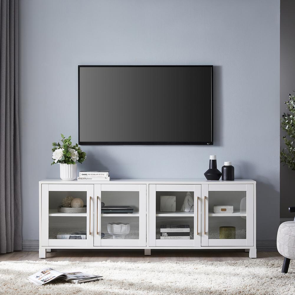 Quincy Rectangular TV Stand for TV's up to 80" in White. Picture 4