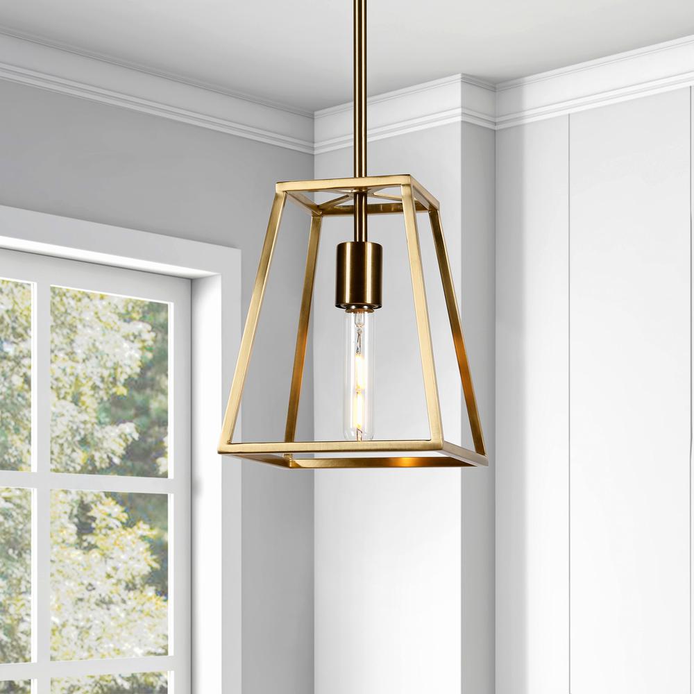Rhom 8" Wide Open-Framed Pendant in Brass/No Shade. Picture 4
