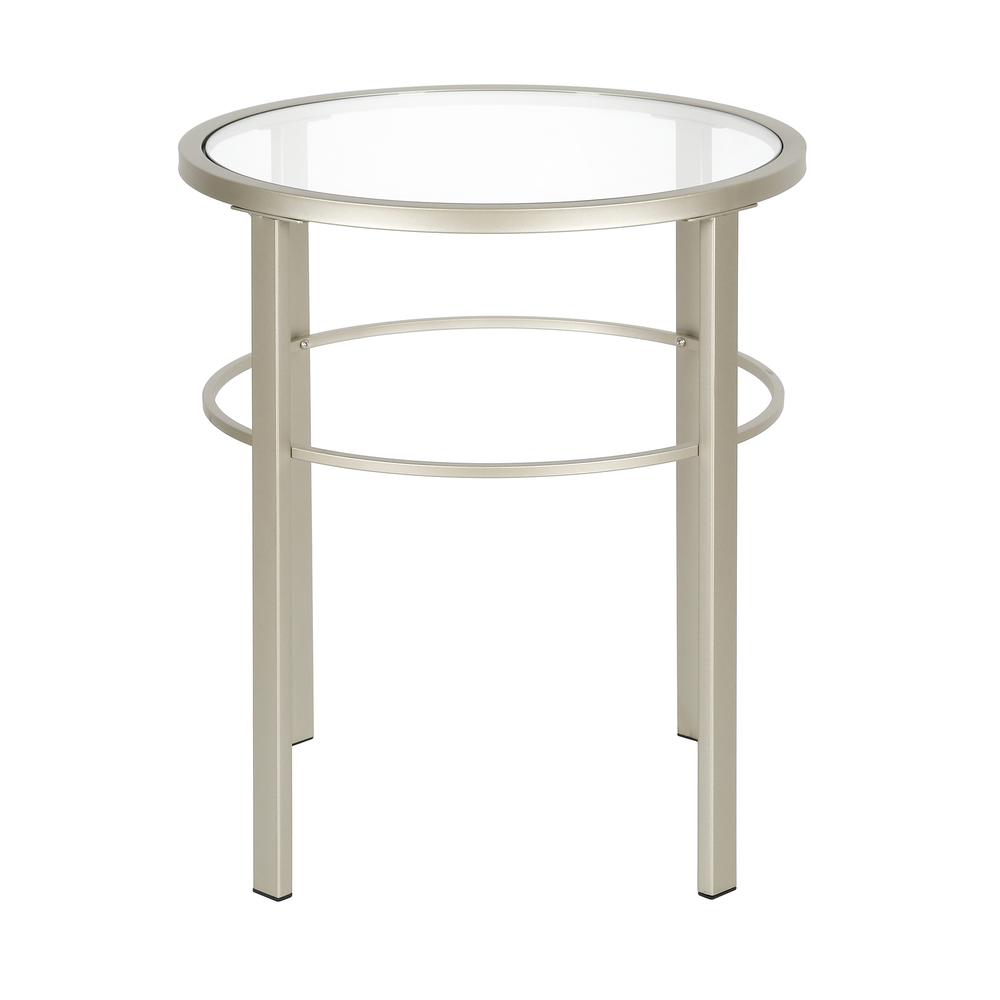 Gaia 20'' Wide Round Side Table in Satin Nickel. Picture 3