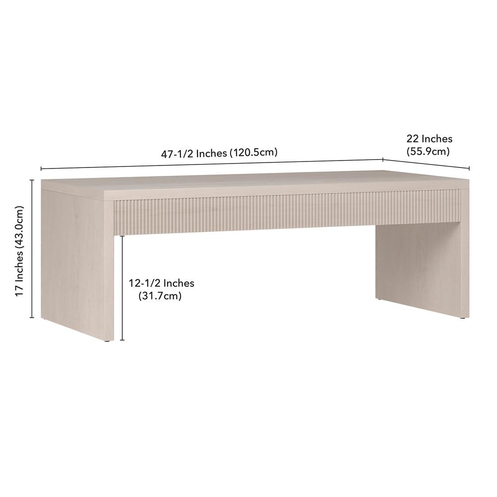 Lawrence 48" Wide Rectangular Coffee Table in Alder White. Picture 5