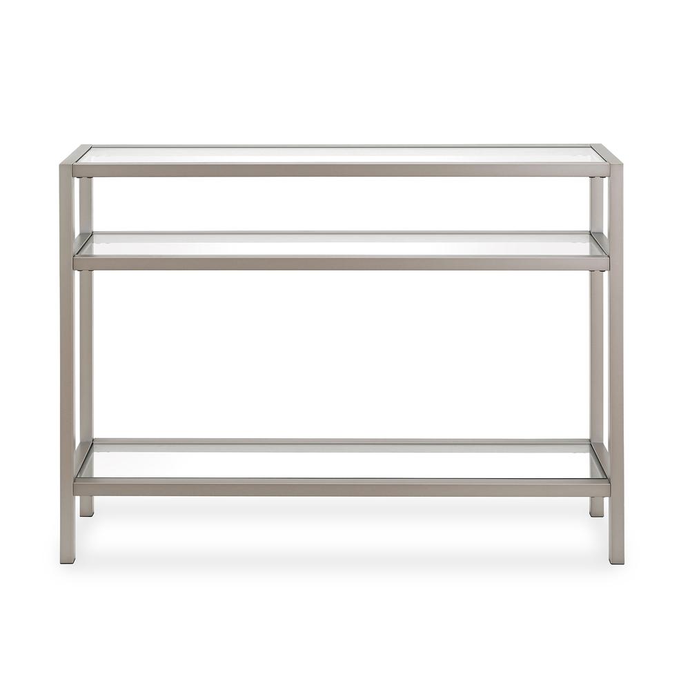 Sivil 42'' Wide Rectangular Console Table in Satin Nickel. Picture 3