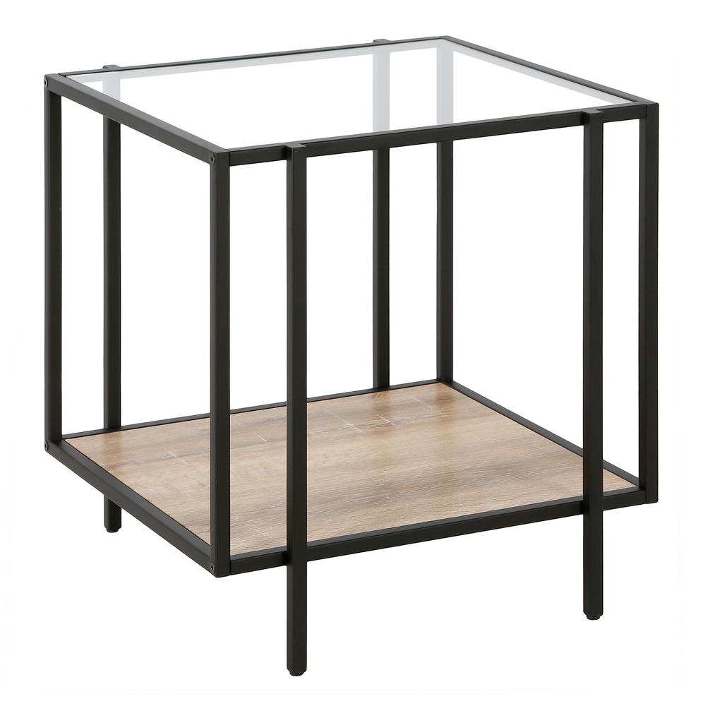 Vireo 20'' Wide Square Side Table with MDF Shelf in Blackened Bronze/Limed Oak. Picture 1