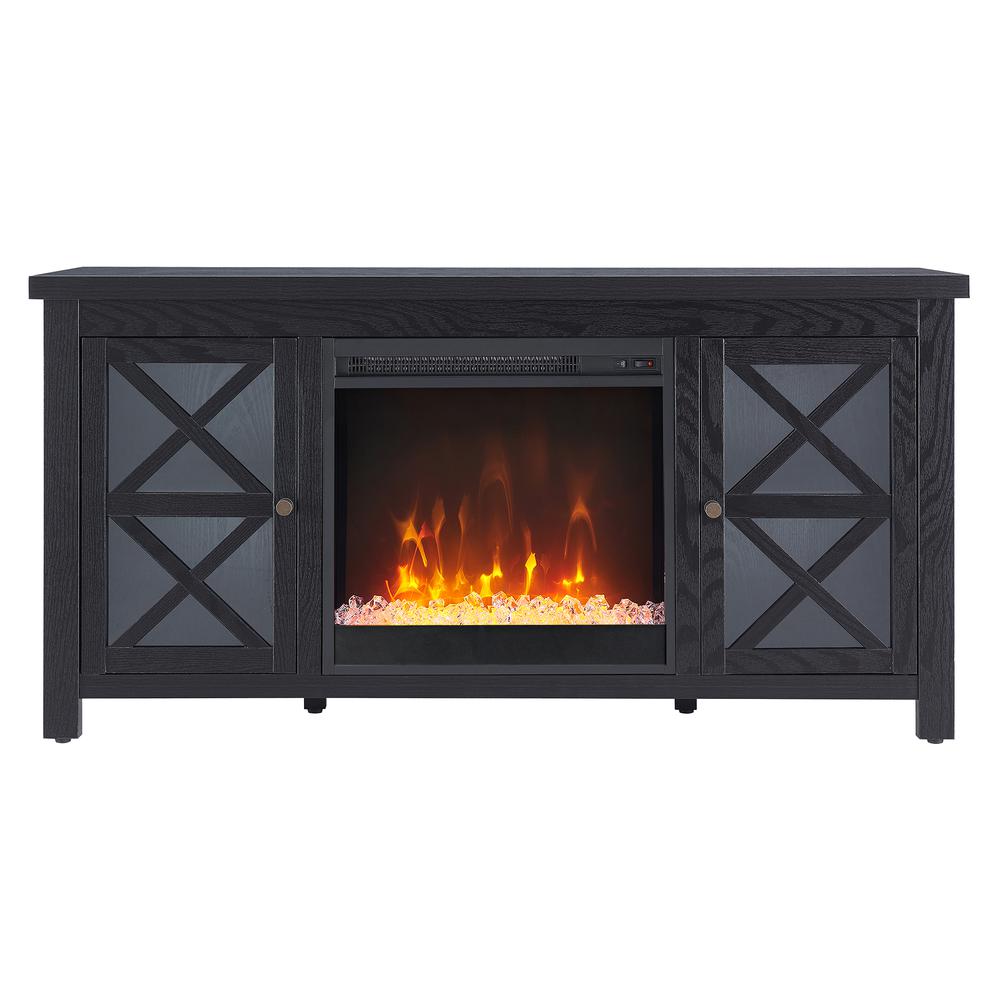 Colton Rectangular TV Stand with Crystal Fireplace for TV's up to 55" in Black. Picture 3