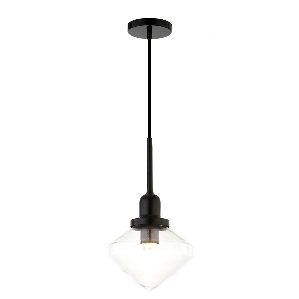 Zariza 8" Wide Pendant with Glass Shade in Blackened Bronze /Clear. Picture 3