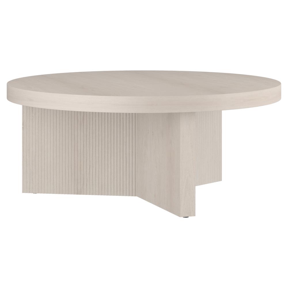 Holm 36" Wide Round Coffee Table in Alder White. Picture 1
