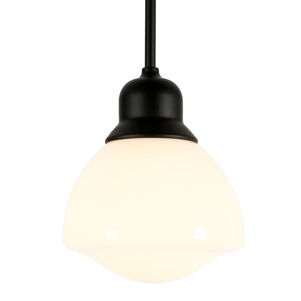 Brooks 8.12" Wide Pendant with Glass Shade in Blackened Bronze /White Milk. Picture 3