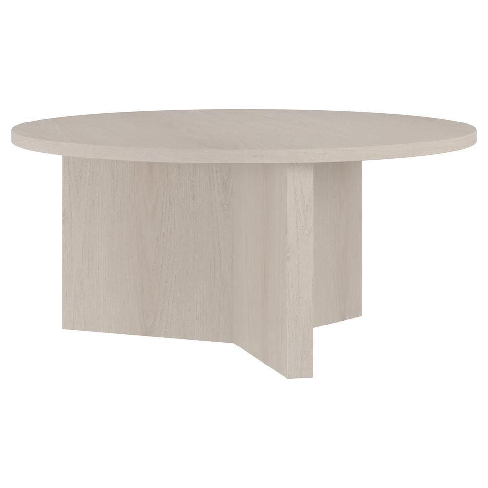 Anders 36" Wide Round Coffee Table in Alder White. Picture 1