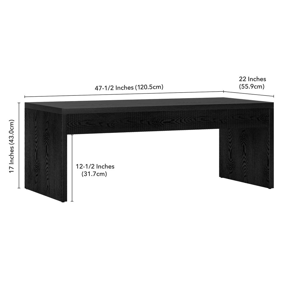 Lawrence 48" Wide Rectangular Coffee Table in Black Grain. Picture 5