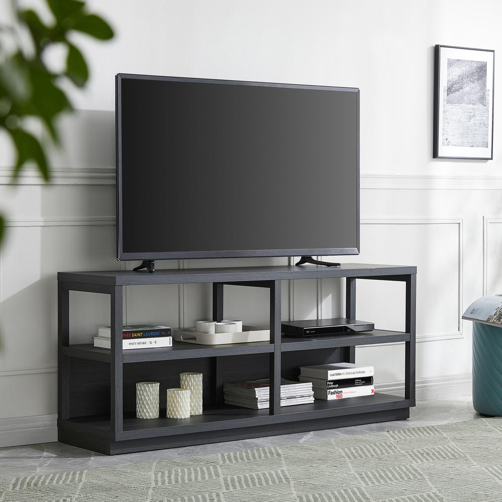 Thalia Rectangular TV Stand for TV's up to 60" in Charcoal Gray. Picture 2