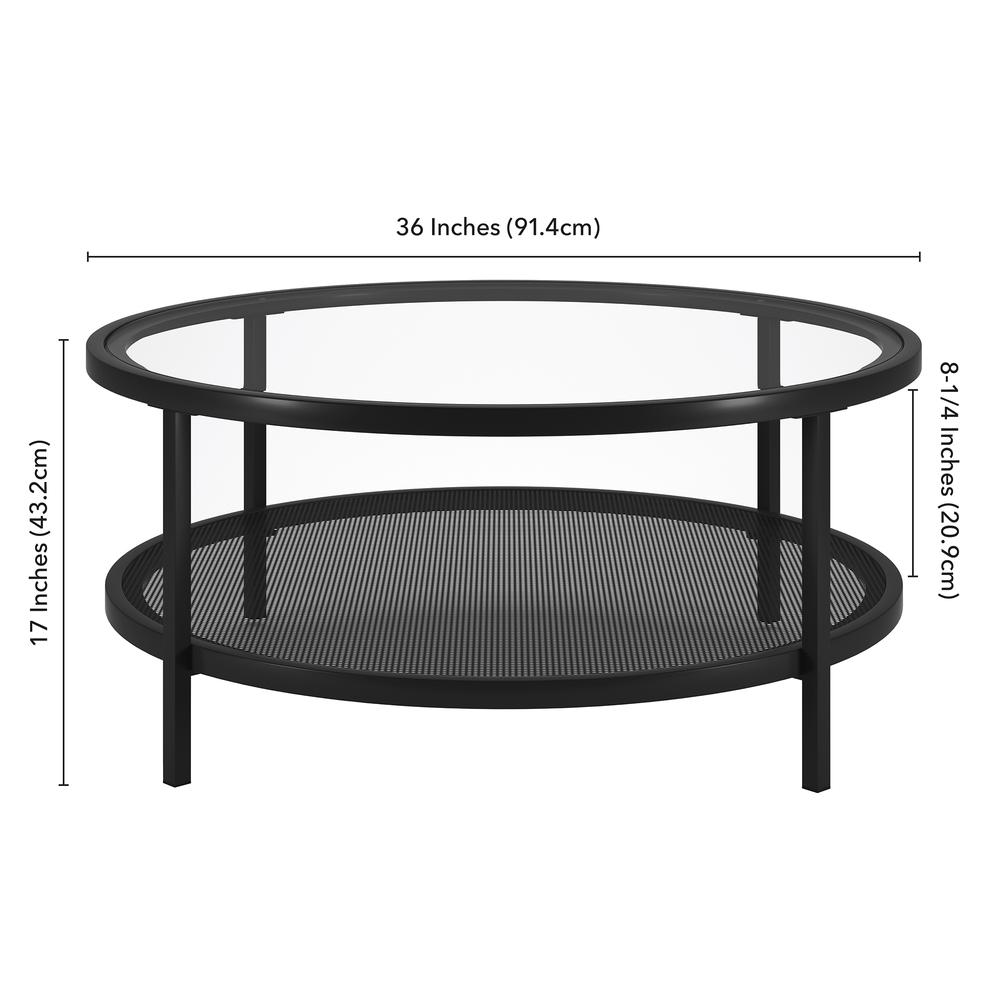 Rigan 36'' Wide Round Coffee Table in Blackened Bronze. Picture 5