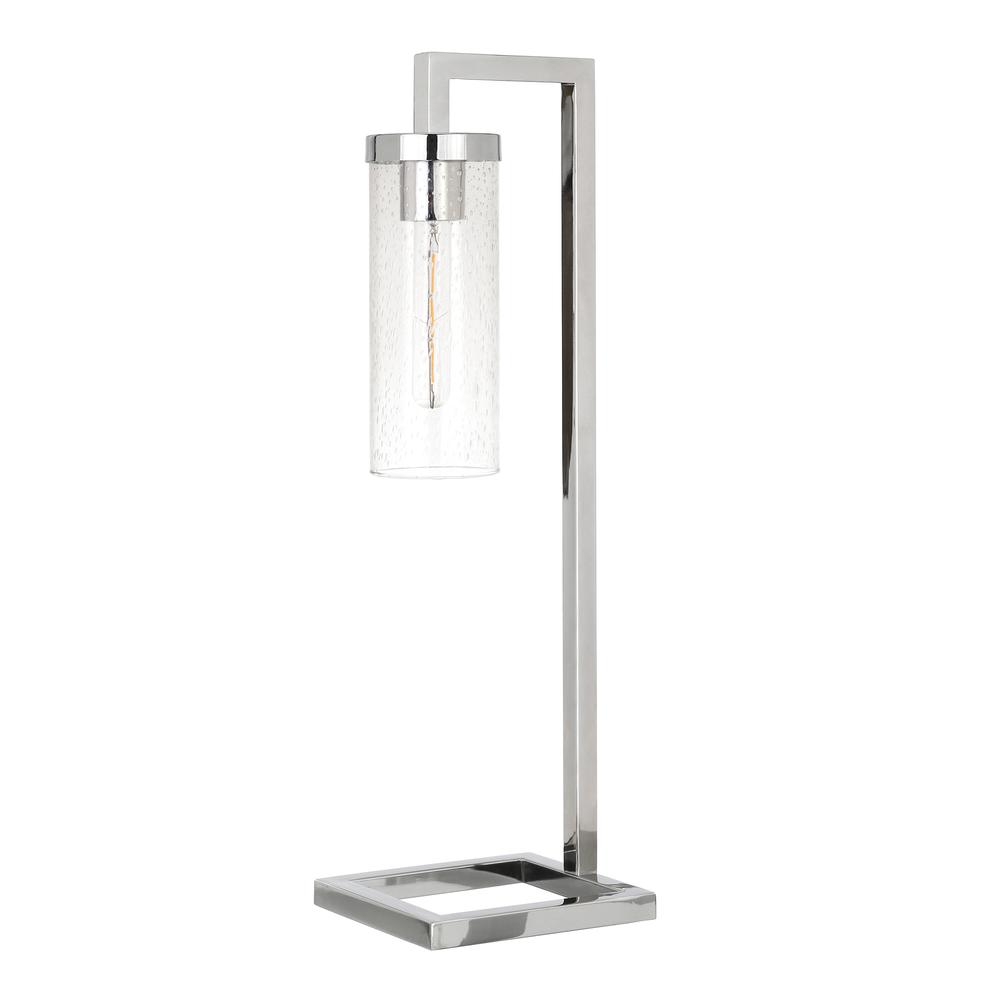 Malva 26" Tall Table Lamp with Glass Shade in Polished Nickel/Seeded. Picture 1