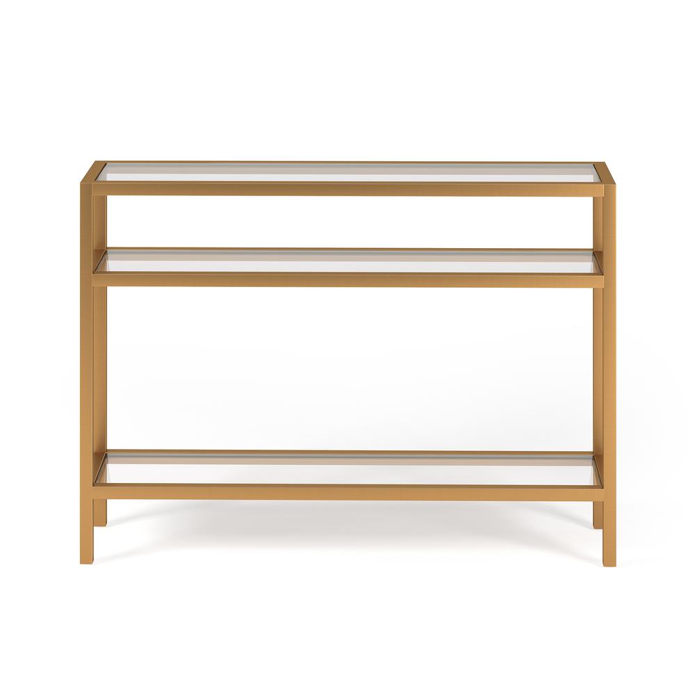 Sivil 42'' Wide Rectangular Console Table in Brass. Picture 3