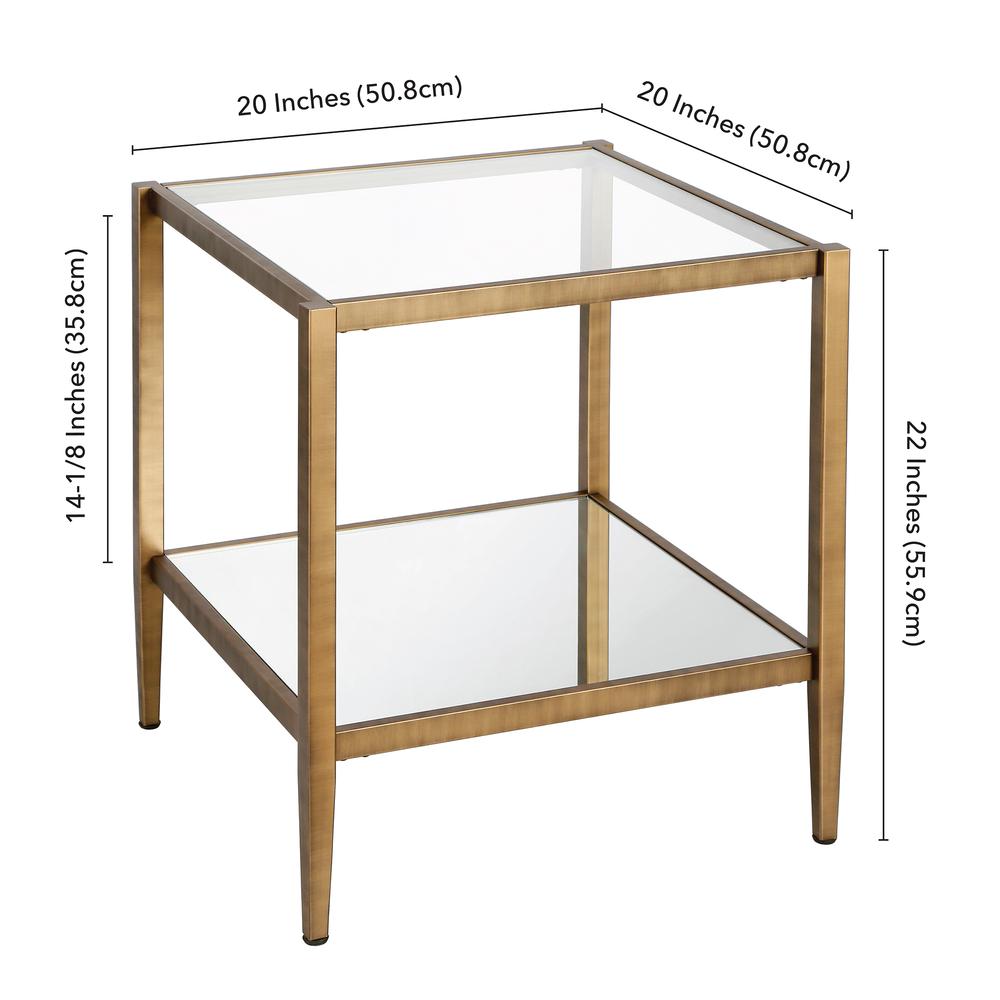 Hera 20'' Wide Square Side Table in Brass. Picture 5