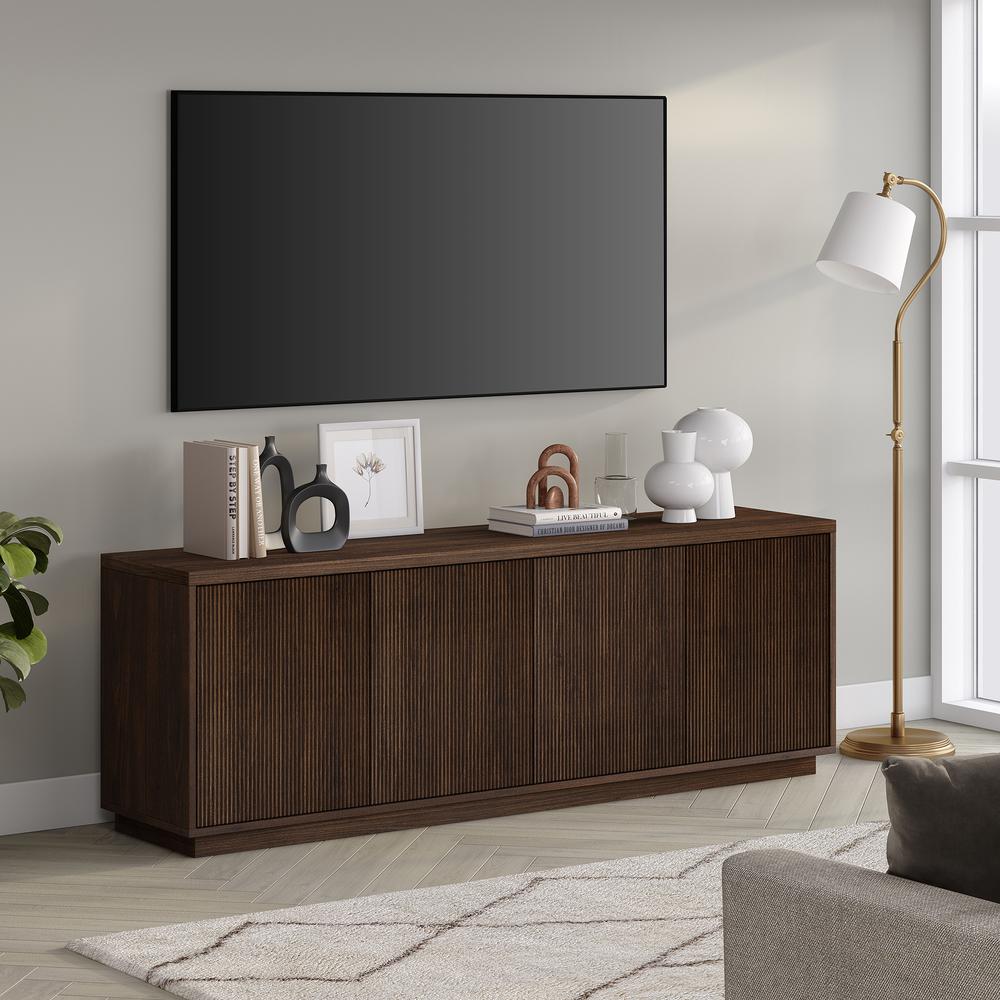 Hanson Rectangular TV Stand for TV's up to 75" in Alder Brown. Picture 4